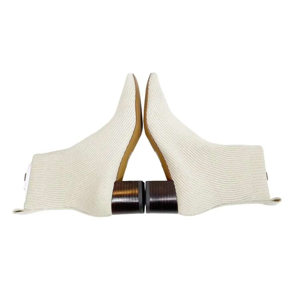 EVERLANE The Day Glove Ribbed Round Toe Pull On Sock Boot in Bone - Picture 6 of 10